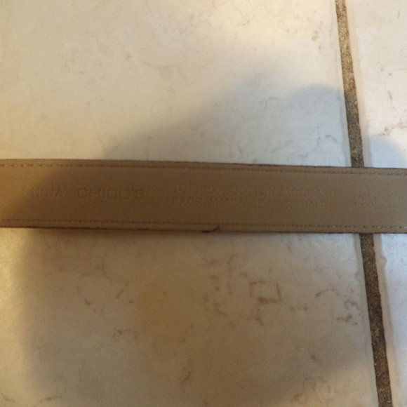 WOMEN'S CHICO'S COTTON JACQUARD BELT-Tan and Blue-Cotton Jacquard Diamond -M/L - Picture 8 of 9